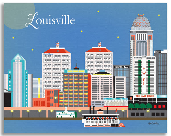 Louisville skyline art print, Kentucky poster, canvas – Loose Petals