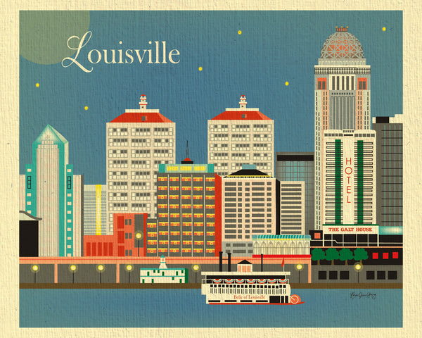 Louisville art print made of doodle and details about the kentucky